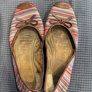 Sam & Libby Multicolor Striped Flats with Brown Accents